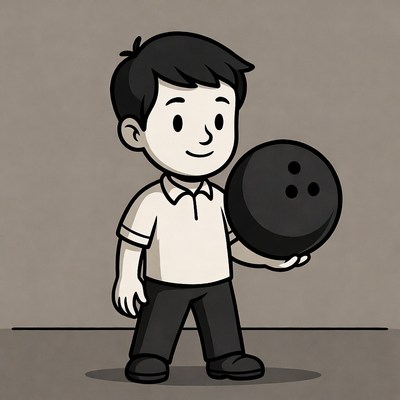 Boy holding bowling ball