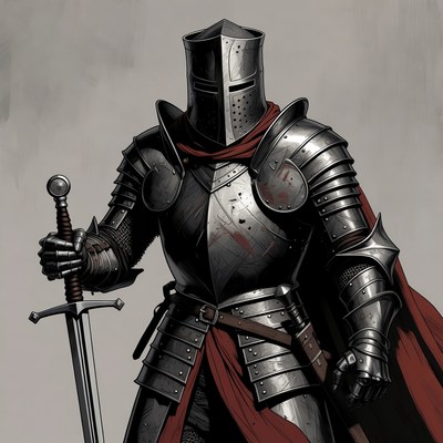 Knight Holding Sword in Armor