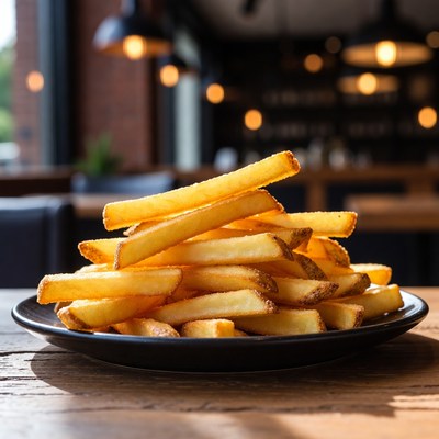 Stack of French Fries on Plate