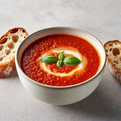 Tomato Soup with Basil and Bread