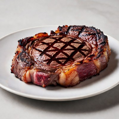 Grilled Ribeye Steak on Plate