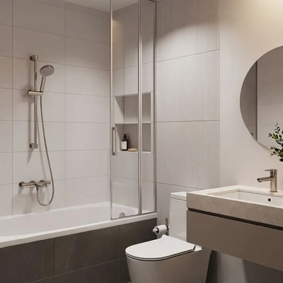 Modern Bathroom with Bathtub and Shower