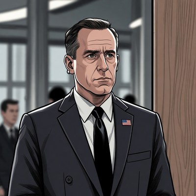 Man in suit with American flag pin