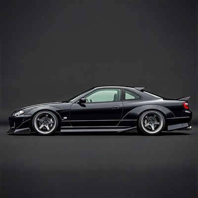 Black Nissan Silvia S15 Side View