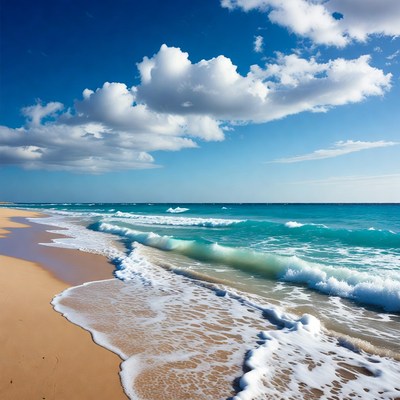 Sandy Beach with Turquoise Waves
