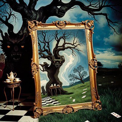 Gothic Mirror with Haunted Tree