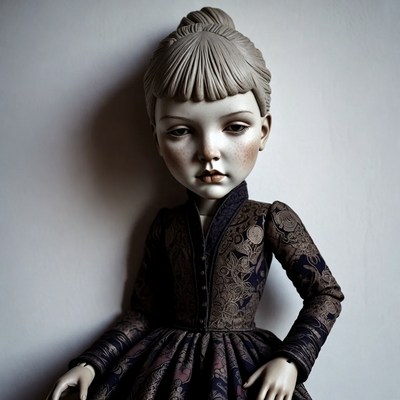 Porcelain girl doll in floral dress
