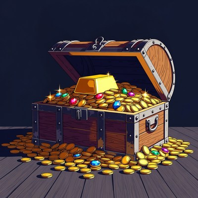 Open Treasure Chest with Gold Coins