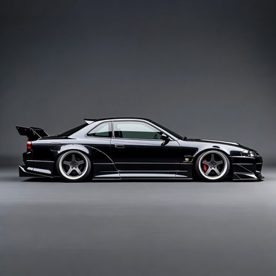 Black Nissan Silvia S13 Drift Car Side View