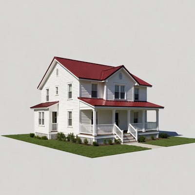 White house with red roof