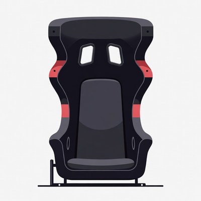 Black racing seat with red accents