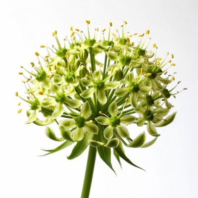 Green flower cluster on white background