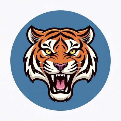 Roaring tiger head illustration