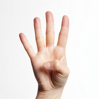 Hand showing number four