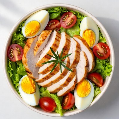 Chicken Salad with Eggs and Tomatoes