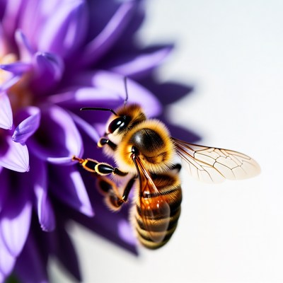 Honey Bee on Purple Flower