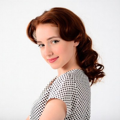 Woman with red vintage curls