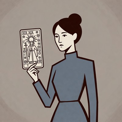 Woman holding The Sun tarot card