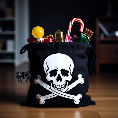 Halloween Candy-Filled Pirate Skull Bucket
