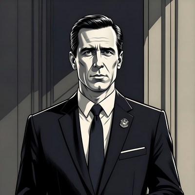 Man in suit with lapel pin