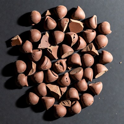 Pile of Chocolate Truffles on Black Background