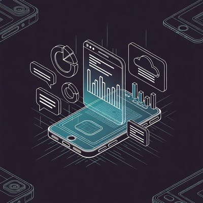 3D Smartphone with Charts and Analytics