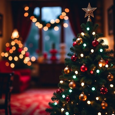 Festive Christmas Tree with Ornaments