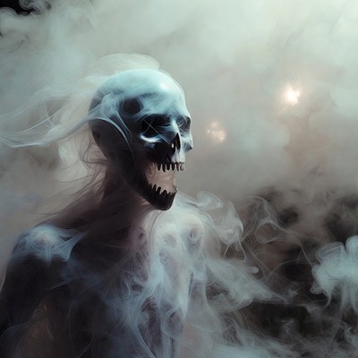 Ethereal Ghostly Skull in Smoke