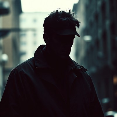 Man in cap silhouette urban street