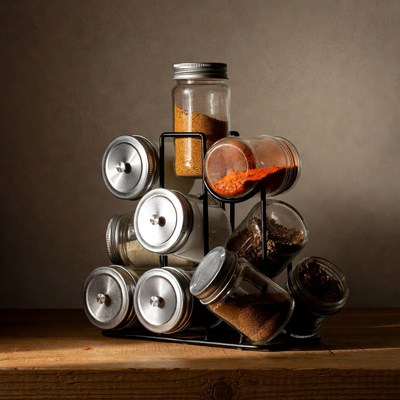 Spice Rack with Glass Jars