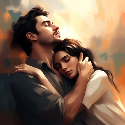 Man embracing woman tenderly