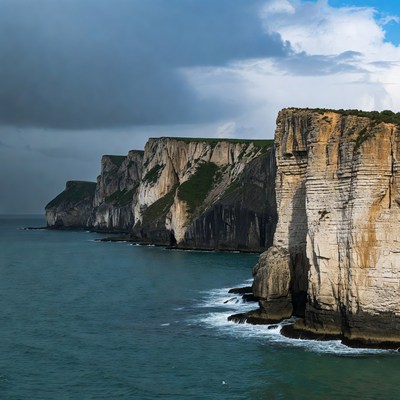 Dramatic White Cliffs Overlooking Ocean