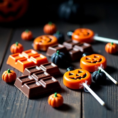 Halloween Pumpkins Chocolate Candy Lollipops
