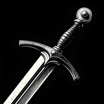 Medieval Sword on Black Background