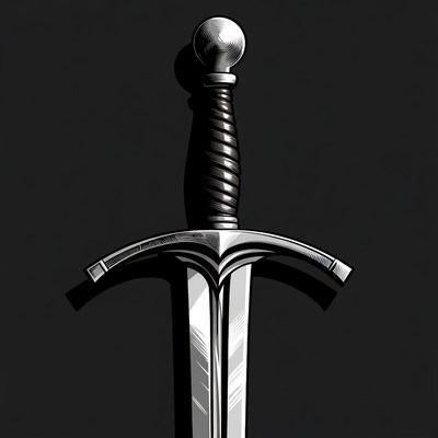 Medieval Sword on Black Background