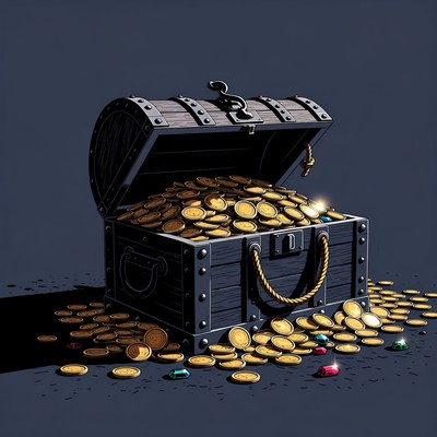 Open Treasure Chest Overflowing Gold Coins