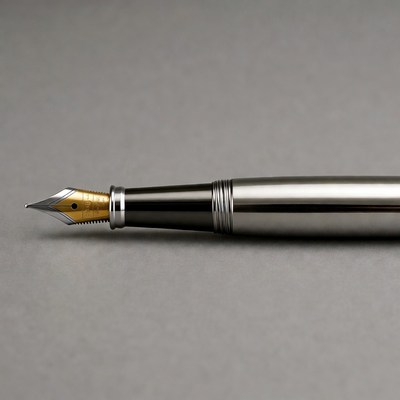 Silver fountain pen with gold nib