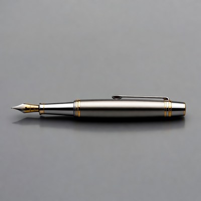 Silver fountain pen with gold accents
