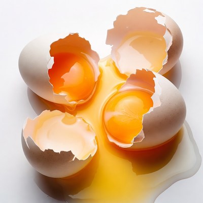 Broken Eggs with Flowing Yolks