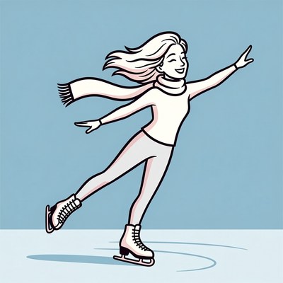 Blonde woman ice skating