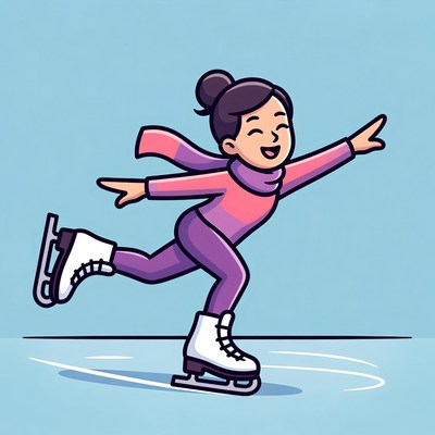 Girl ice skating illustration