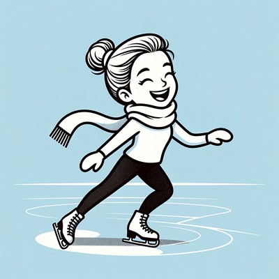 Smiling Woman Ice Skating