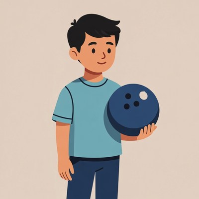 Boy holding bowling ball