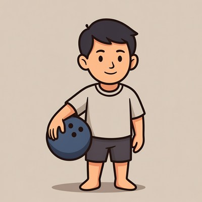 Boy holding bowling ball