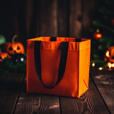 Orange Halloween Tote Bag with Pumpkins