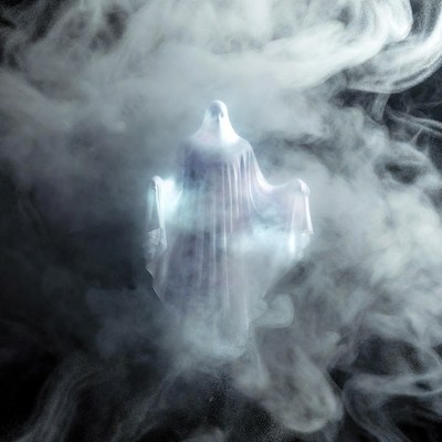 Ghost in swirling fog
