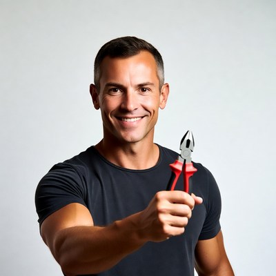 Man holding red pliers