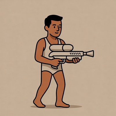 Man holding water gun