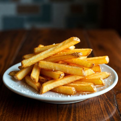 Golden French Fries on Plate