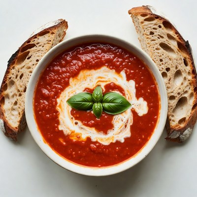 Tomato Soup with Basil and Bread